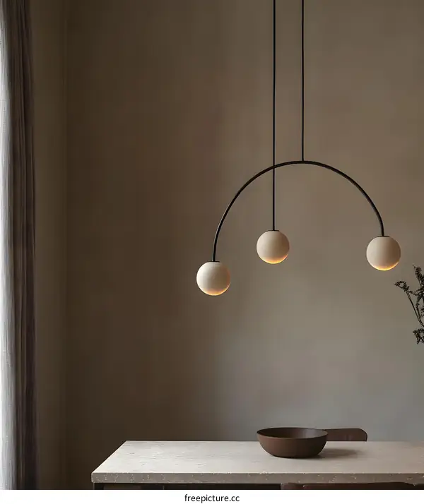 Modern Minimalist Arc Shaped Pendant Light with Three Globe Shades
