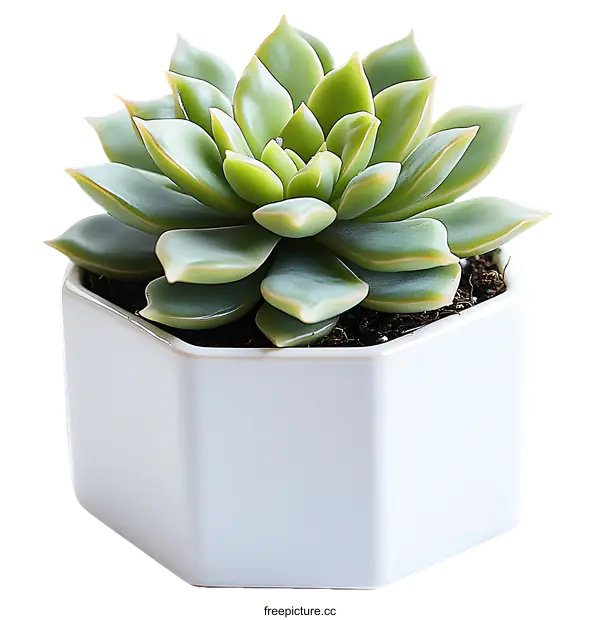 [Transparent Background PNG]Succulent Plant in Hexagonal White Pot