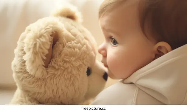 Baby Snuggles with Teddy Bear