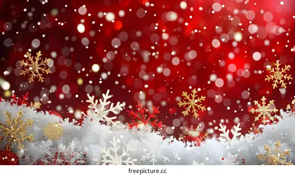 Christmas red background with snowflakes