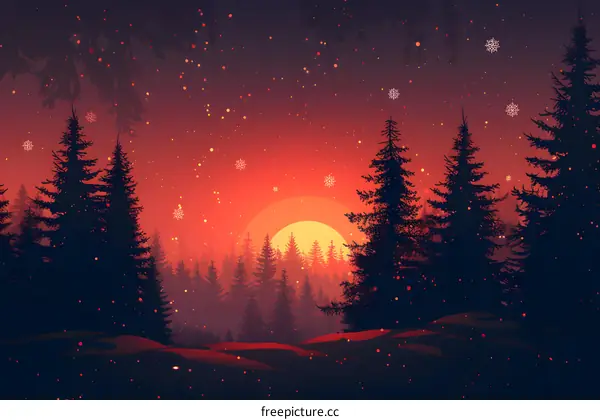 Forest Under the Setting Sun