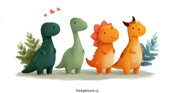 Cute Dinosaurs Illustration