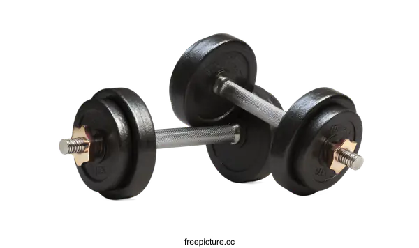 [Transparent Background PNG]Pair of Black Dumbbells on White Background