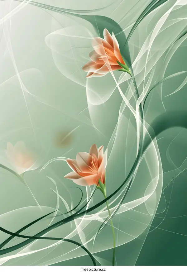 Abstract Floral Illustration With Peach Flowers
