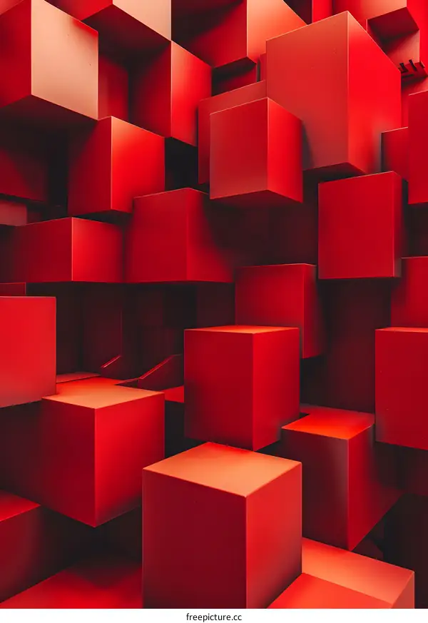 Red Cubes Abstract 3D Background