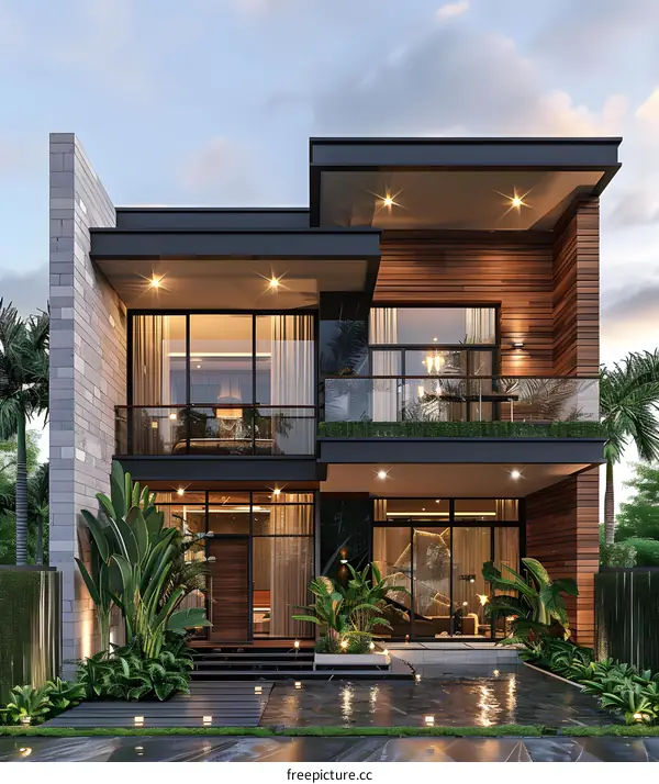 A Modern House with Palm Trees