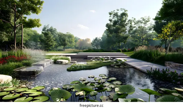 Modern and simple style landscape design renderings