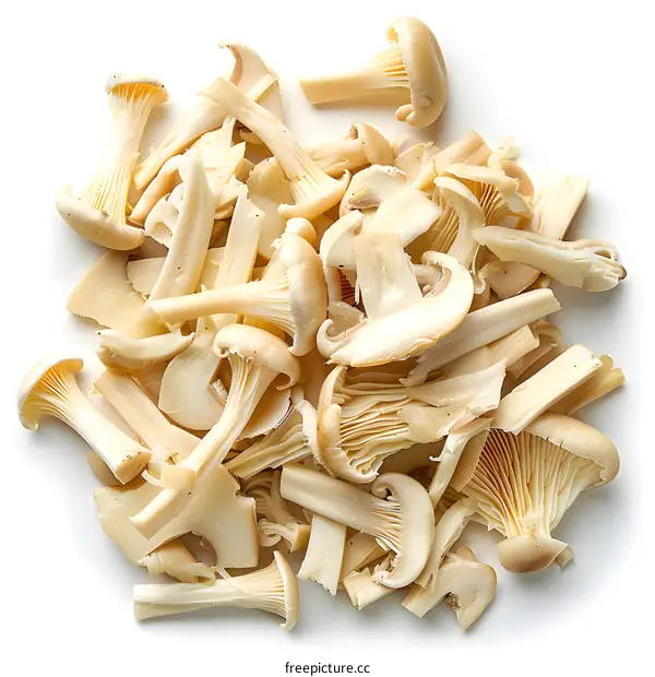 Heap of chopped white mushrooms