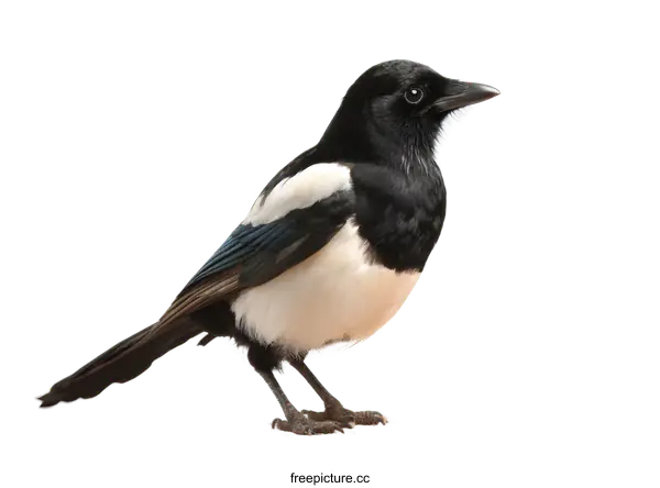 [Transparent Background PNG]Eurasian Magpie Portrait on White Background