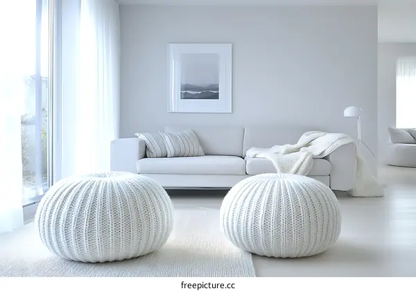 Modern Minimalist White Living Room Interior