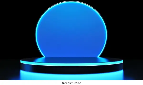 Neon Blue Circle Stage Display