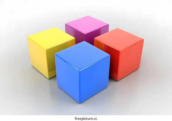 Four Colorful Cubes Abstract Background