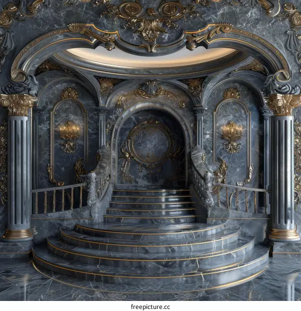 Elegant Baroque Staircase Interior Design