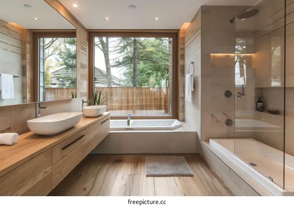 Modern Luxurious Bathroom with Natural Light