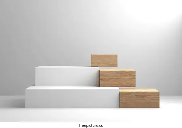 Modern Minimalist Wooden and White Display Podium