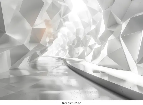 Geometric Tunnel - Futuristic White Interior