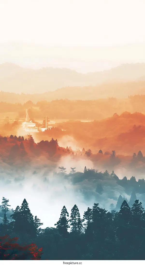 Misty Mountain Forest Landscape