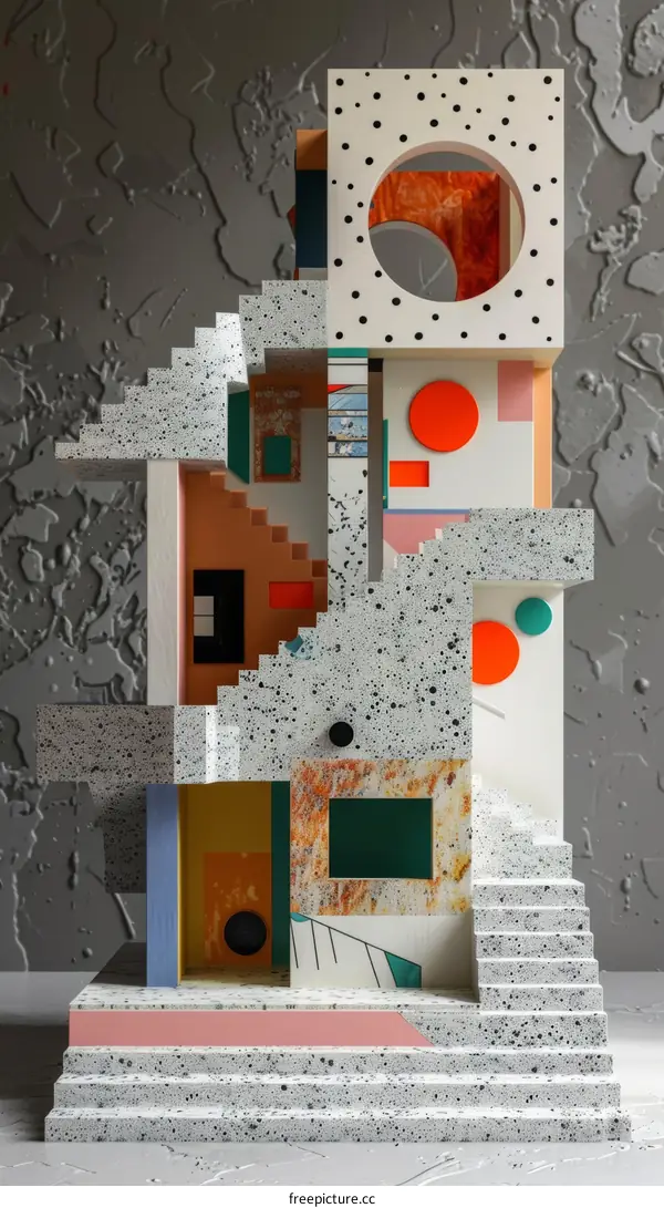 Abstract Geometric Architecture with Colorful Elements