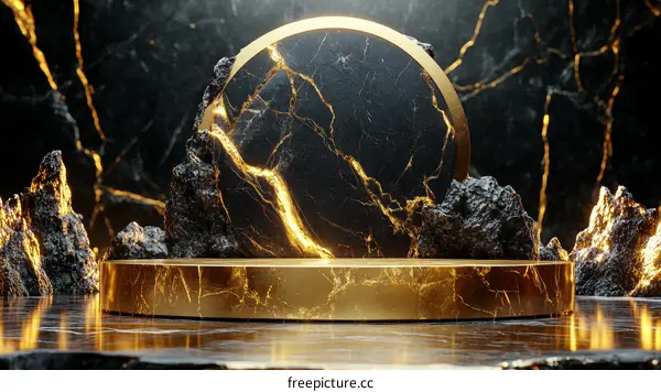 Luxury Black and Gold Marble Display Stand