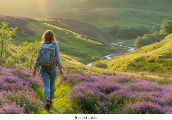 Woman hiking in the mountains