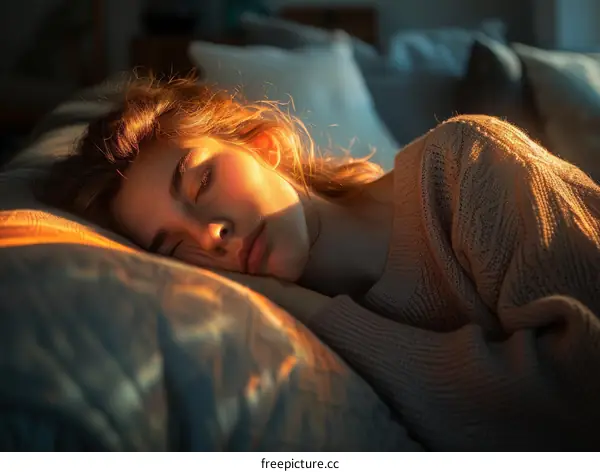 A Young Woman Sleeping Peacefully in the Sunlight