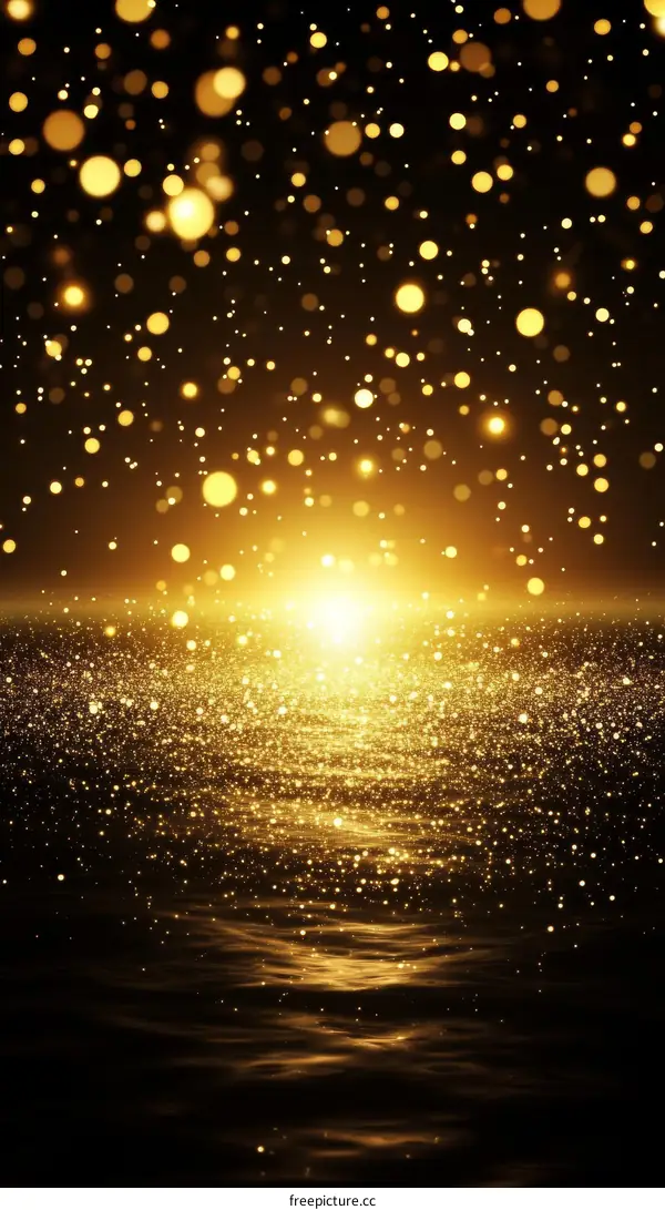 Golden Sparkling Water Surface Background