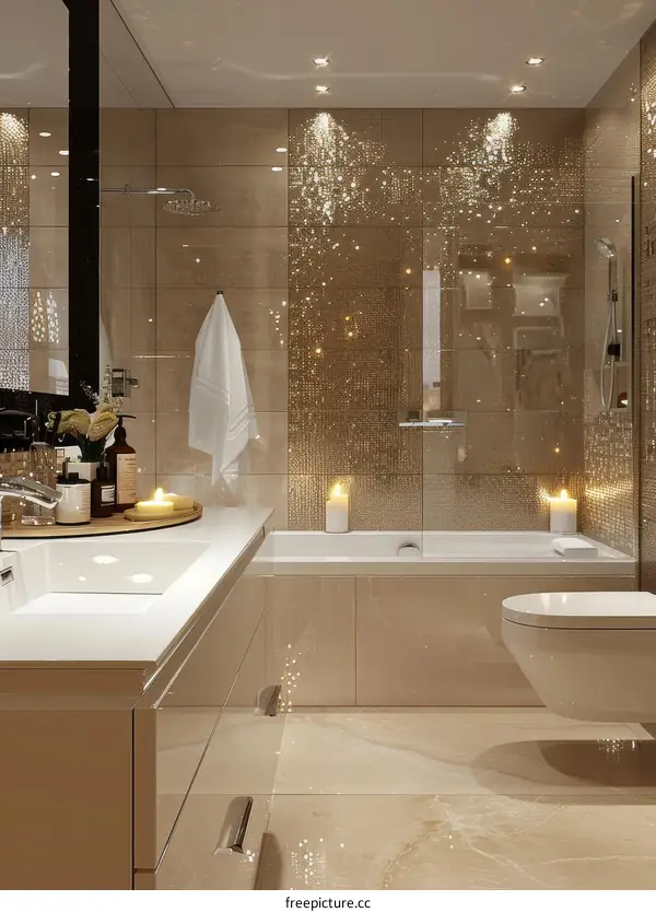 Luxury Modern Bathroom Design with Gold Accents