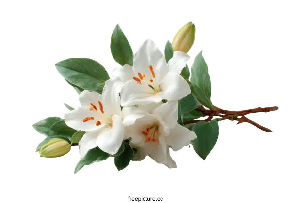 [Transparent Background PNG]Beautiful White Lilies Bouquet Close-up