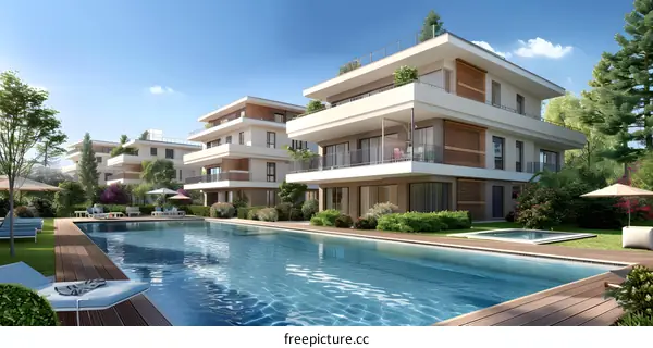 Luxurious Apartment Complex With Pool