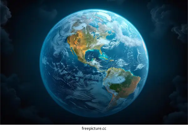 Earth from space showing North and South America