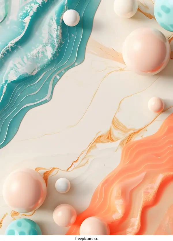 Abstract 3D Illustration With Marble and Spheres