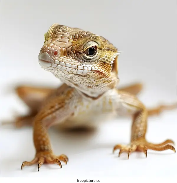 Agama lizard with white background