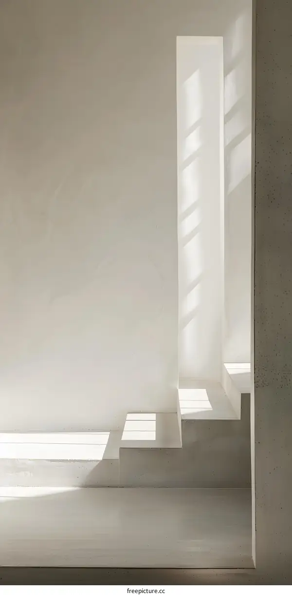 Modern Concrete Staircase With Sunlight