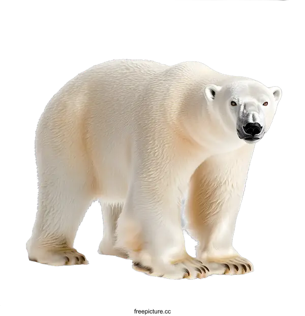 [Transparent Background PNG]White Polar Bear Standing Isolated on White Background