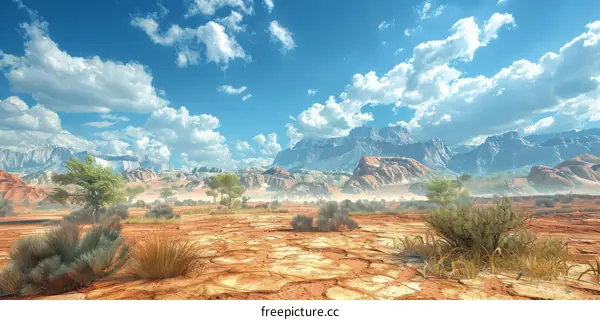 Arid Desert Landscape with Majestic Rock Formations