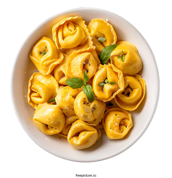 [Transparent Background PNG]Tortellini pasta with herbs and spices