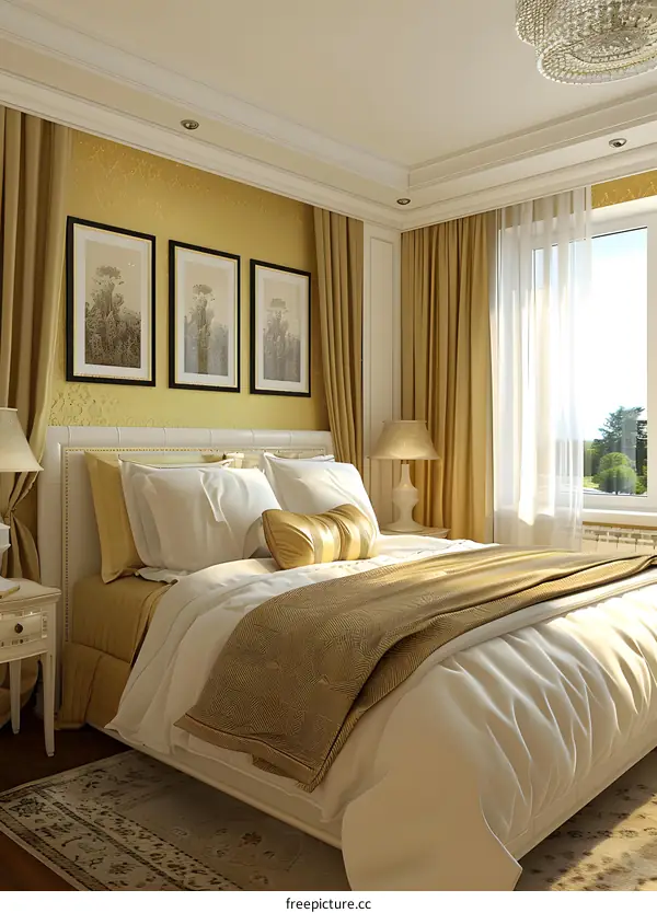 Modern Golden Bedroom Interior Design