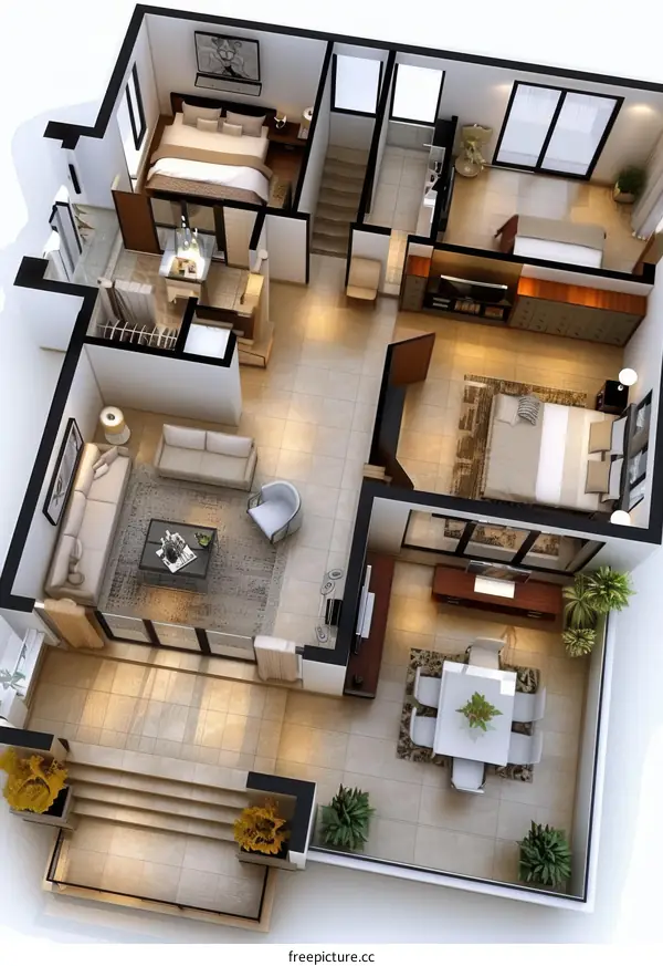 Modern House Floor Plan Design Illustration