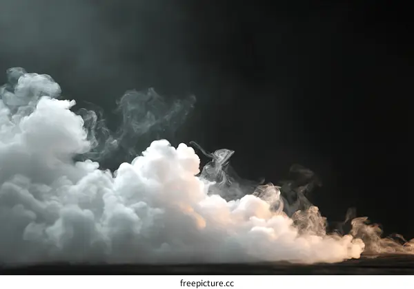 Abstract Smoke Clouds on Black Background