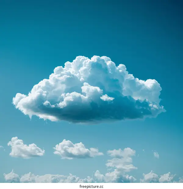 A large white cloud in the blue sky