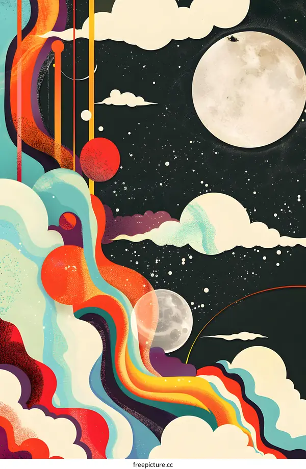 Abstract Cosmic Clouds and Moons