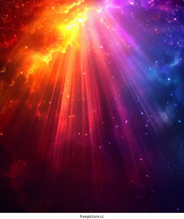 Colorful abstract background of shining lights from heaven