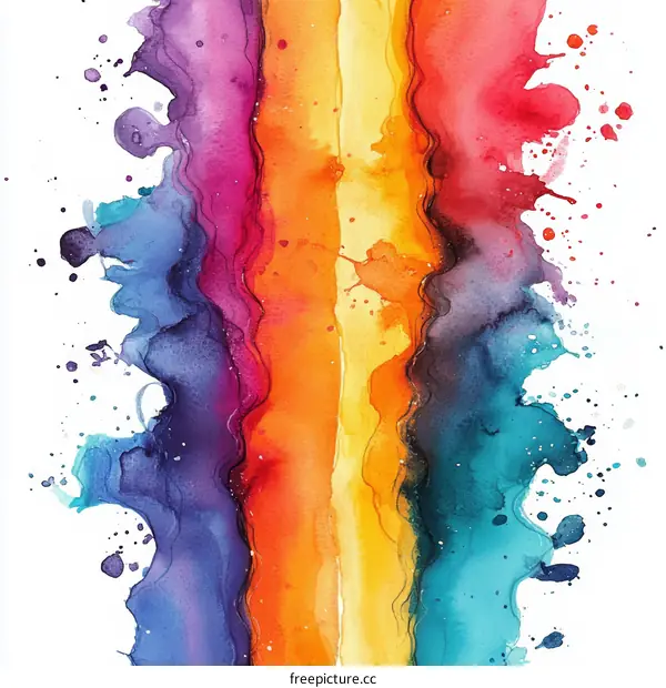 Abstract Watercolor Rainbow Art Background