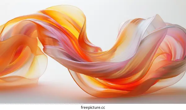Colorful abstract 3D rendering of a flowing silk scarf