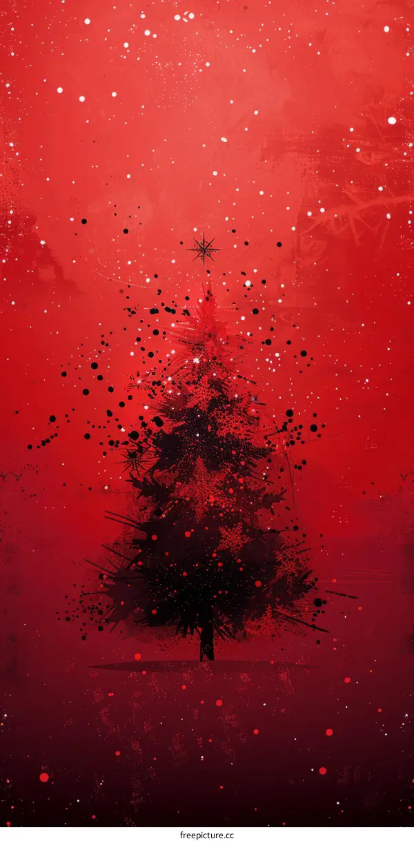 Red and black Christmas tree illustration
