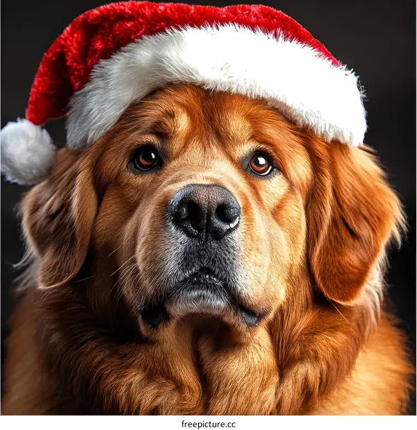 Adorable Dog Wearing Christmas Hat
