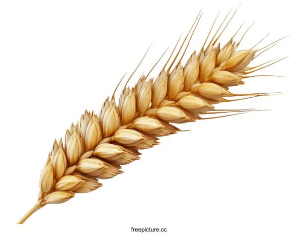 [Transparent Background PNG]Close Up of Golden Wheat Ear on White Background