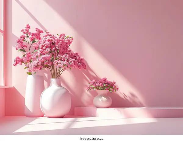 Pink Aesthetic Home Decor Illustration with Flowers