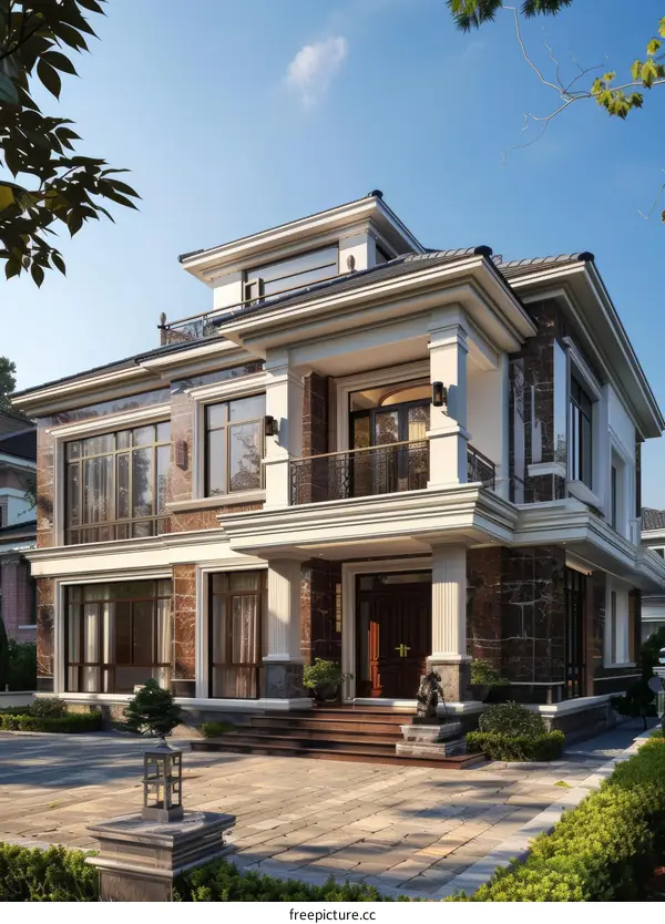 Elegant Villa Exterior Design Illustration