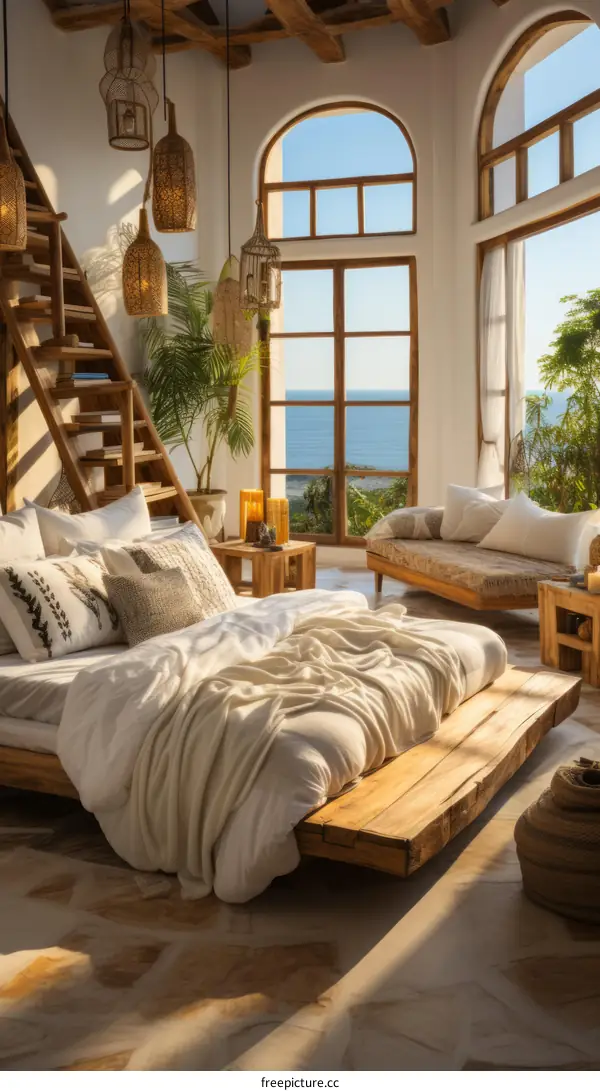 Modern coastal home with wood and white theme